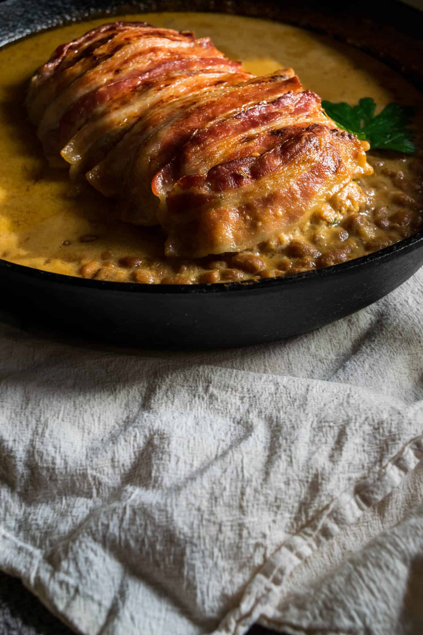 Bacon Wrapped Meatloaf with Creamy Baked Bean Gravy Jawns I Cooked
