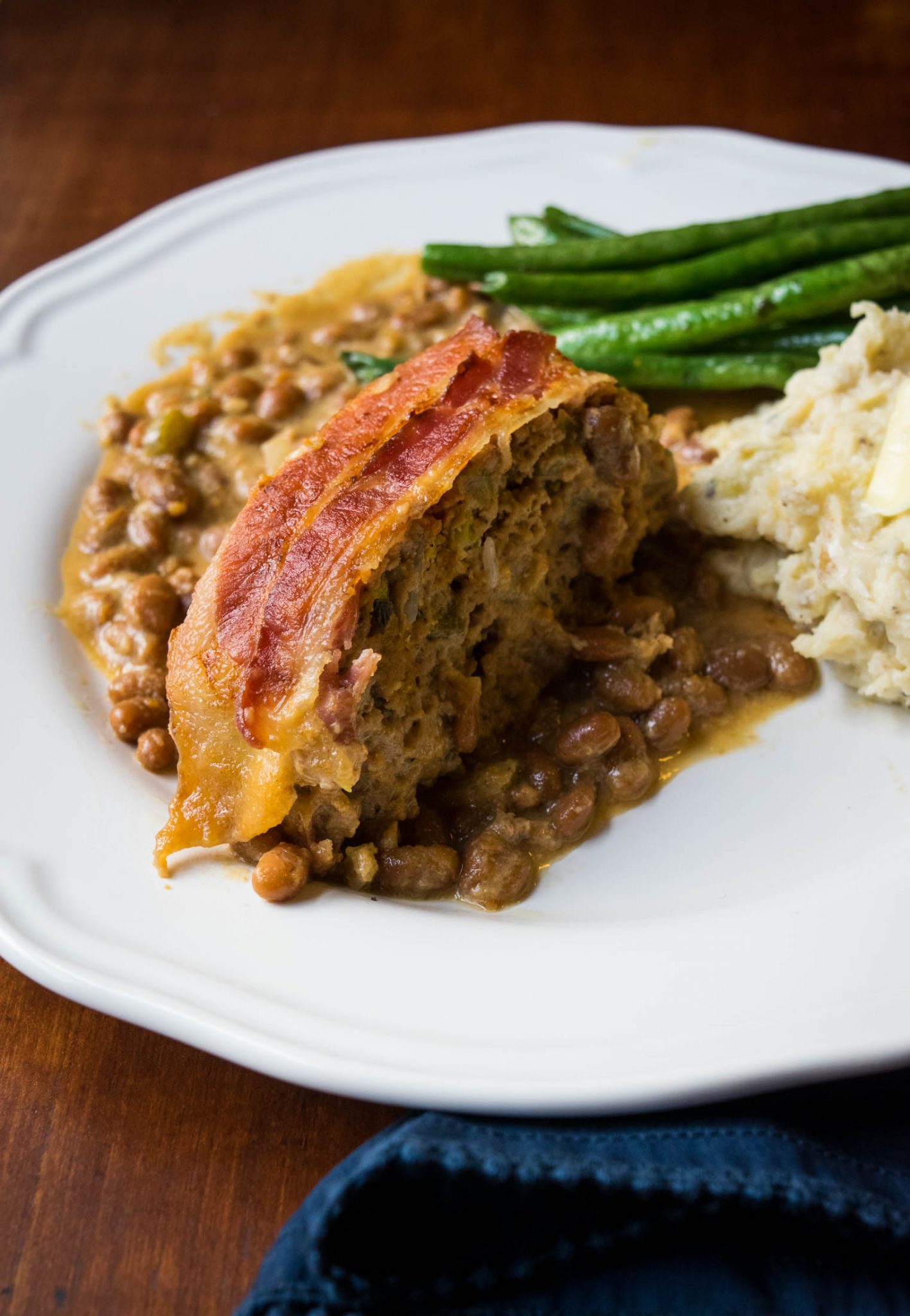 Bacon Wrapped Meatloaf with Creamy Baked Bean Gravy Jawns I Cooked