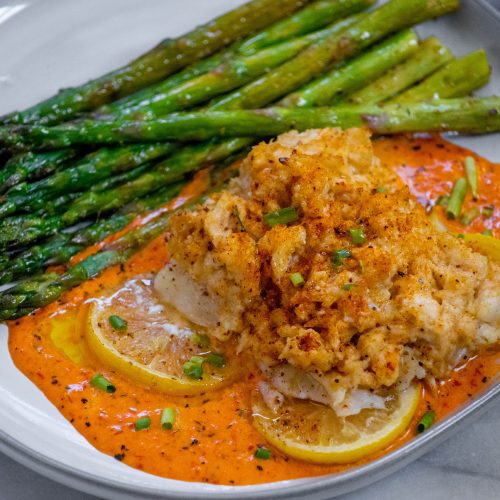 Oven Baked Cod with Crab Topping and Cream Sauce Jawns I Cooked