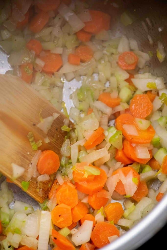 saute onions, celery and carrots