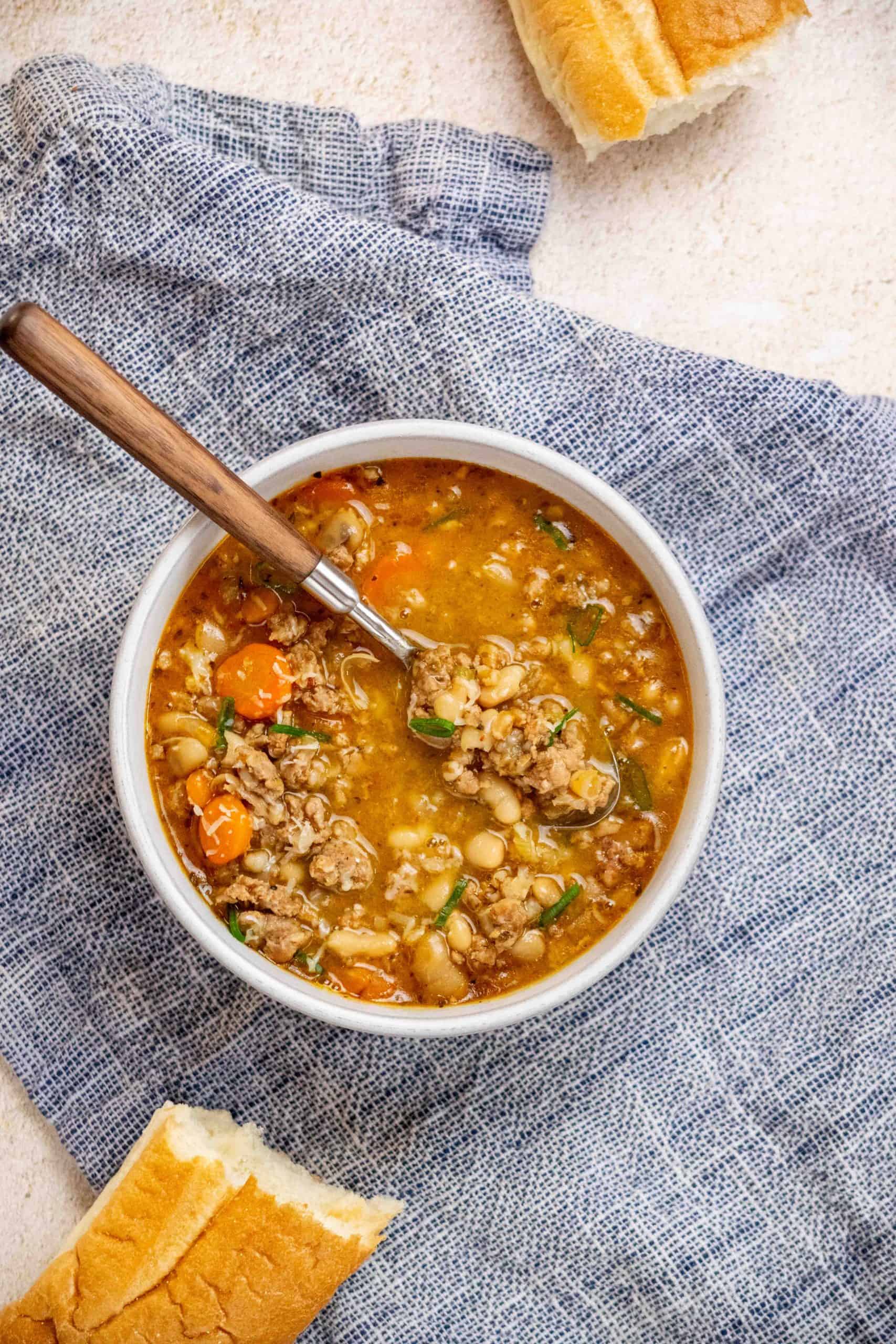 Instant Pot Tuscan White Bean Soup with Sausage and Farro
