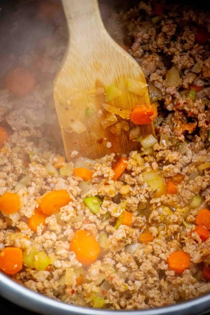 add sausage and cook, breaking up as you go