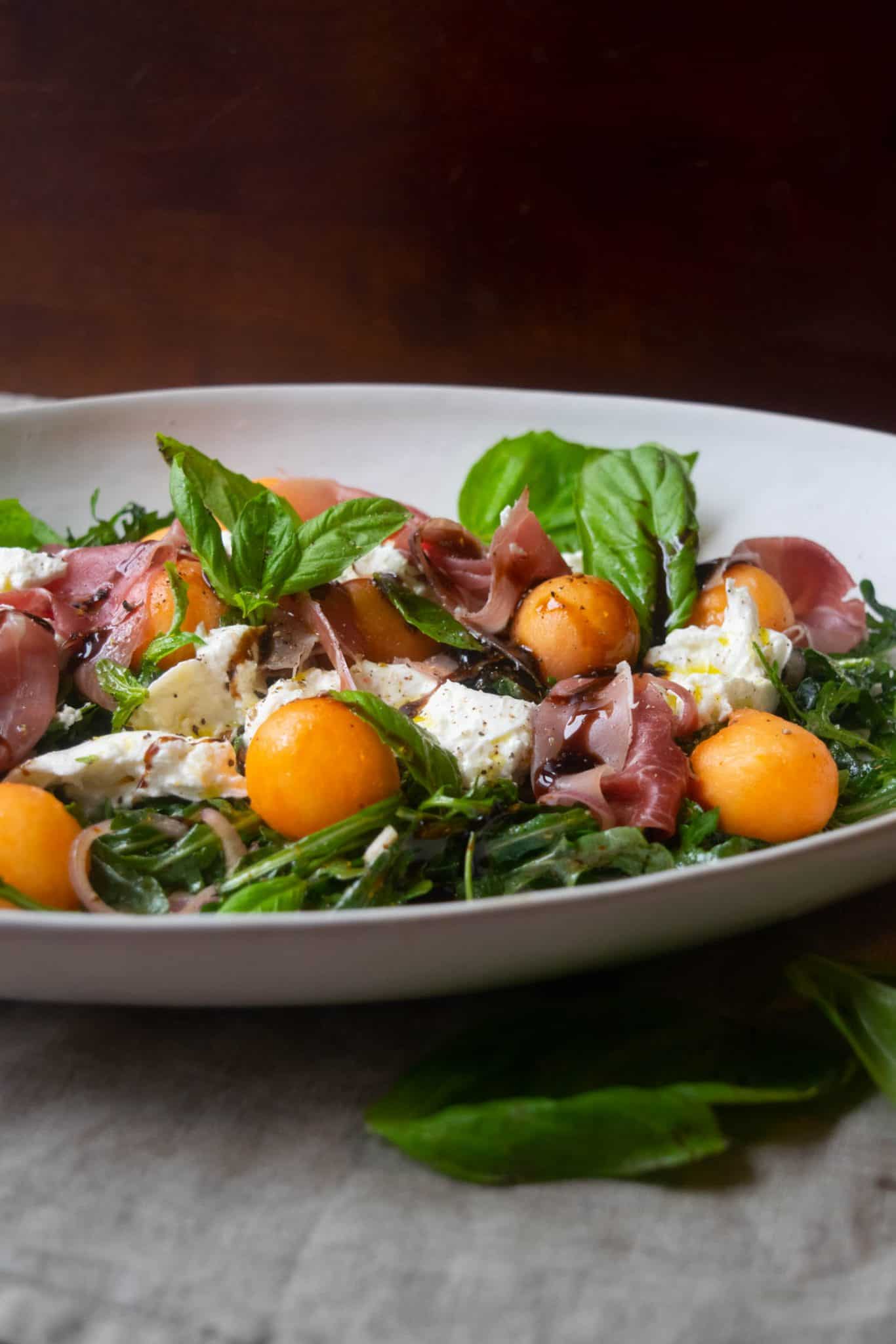 Prosciutto and Burrata Salad with Melon Jawns I Cooked