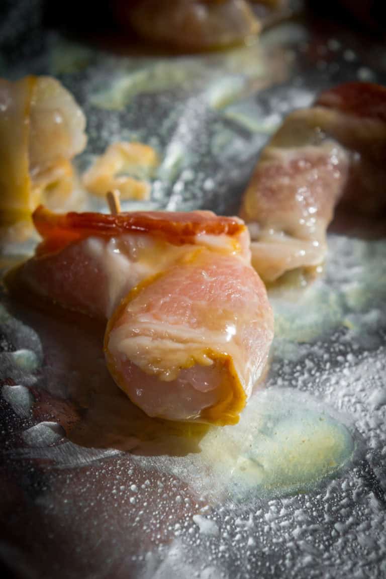 Pickle Bloody Mary with Old Bay Salt, Deviled Quail Eggs and Bacon Wrapped Shrimp Jawns I Cooked