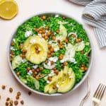 Kale Salad with Crispy Chickpeas, Avocado and Feta