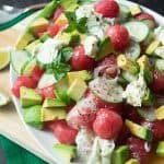 Watermelon Avocado Salad awith Whipped Goat Cheese