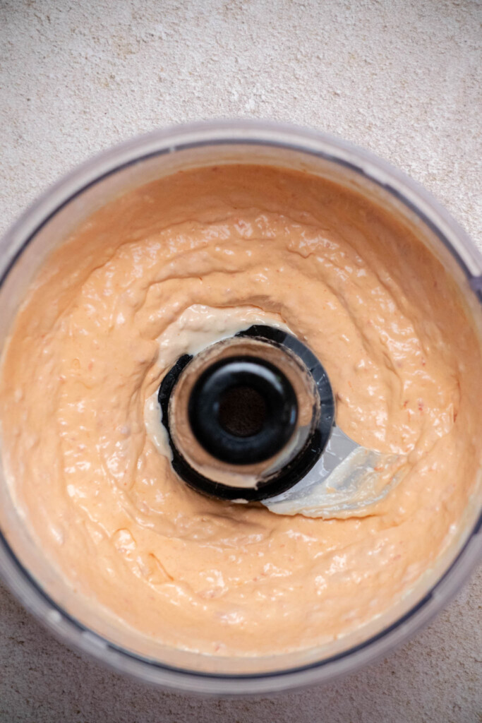 pulse until well combined. For a chunkier dip, pulse in 2-3 second intervals until just combined. This step can also be done by hand with diced pimentos in a large bowl. 