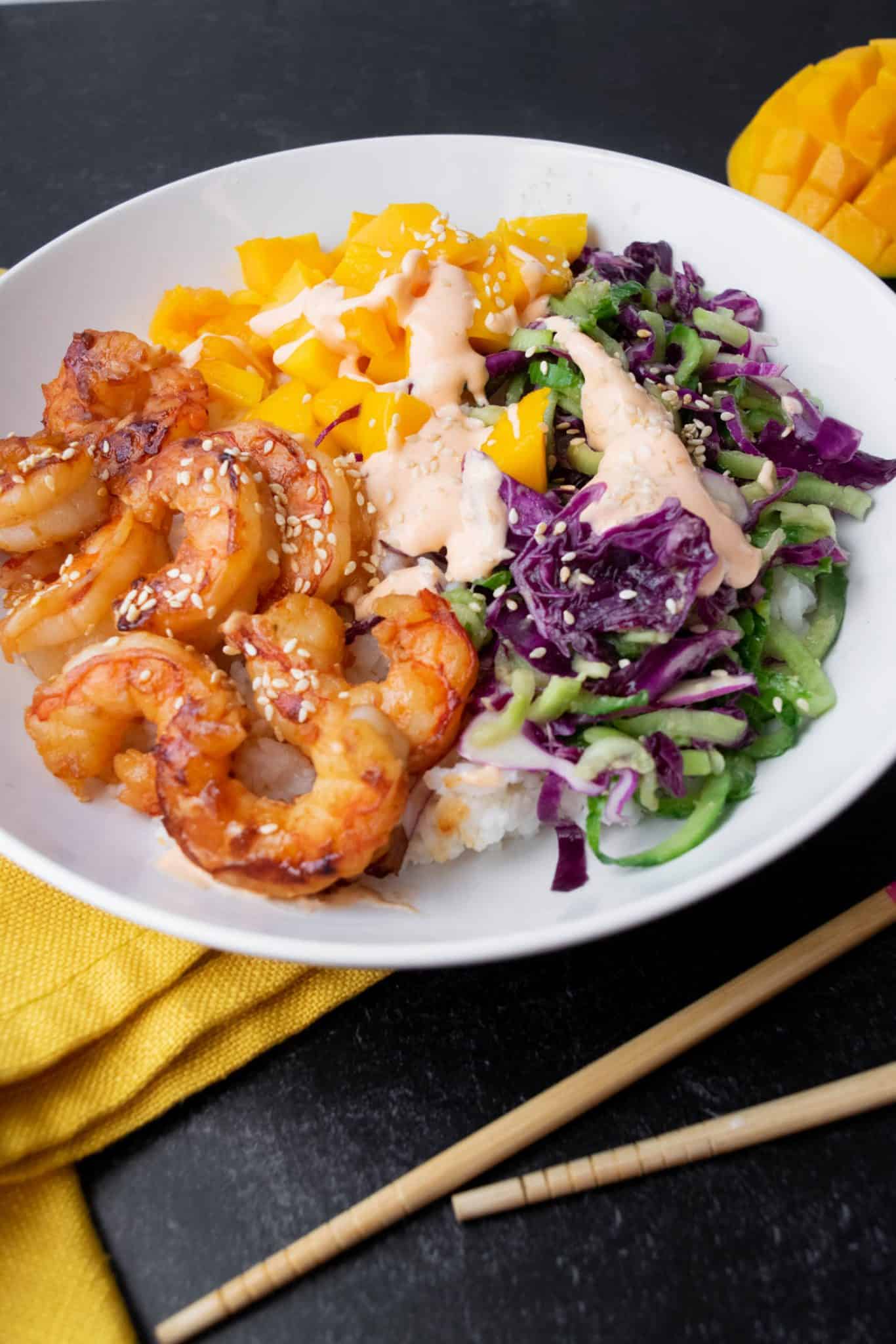 Shrimp & Mango Poke Bowls with Wasabi Ginger Dressing Jawns I Cooked