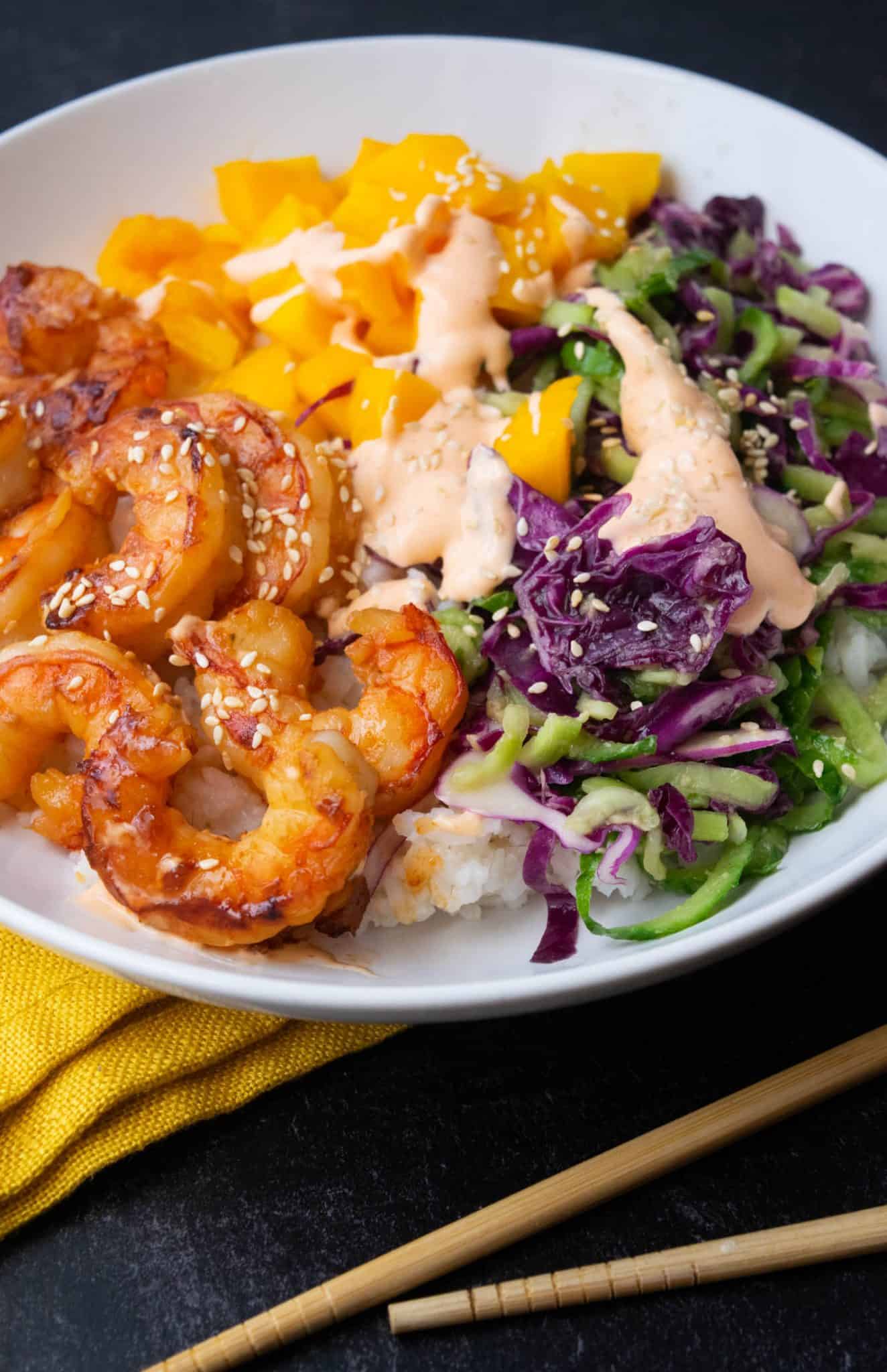 Shrimp & Mango Poke Bowls with Wasabi Ginger Dressing Jawns I Cooked