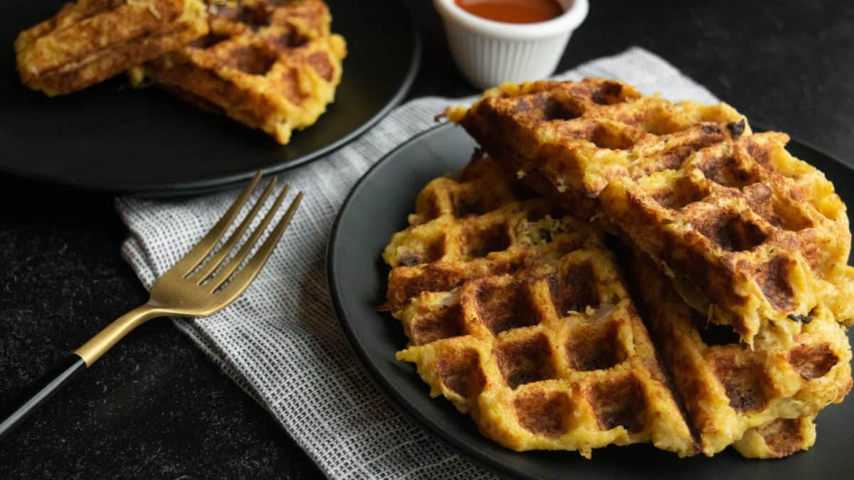 Spaghetti Squash Hash Brown Waffles with Parmesan Jawns I Cooked