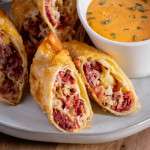 Easy Reuben Egg Rolls with Bacon Beer Sauerkraut