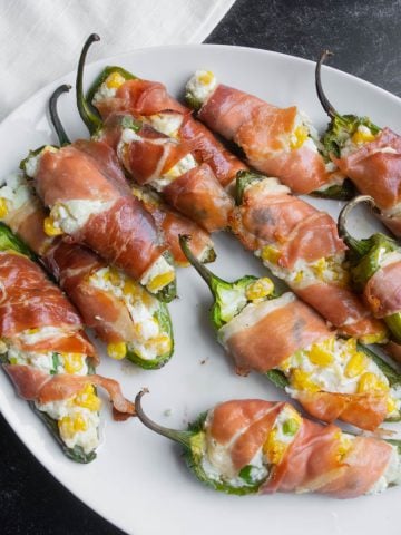 Prosciutto Wrapped Jalape&ntilde;o Poppers with Corn and Goat Cheese