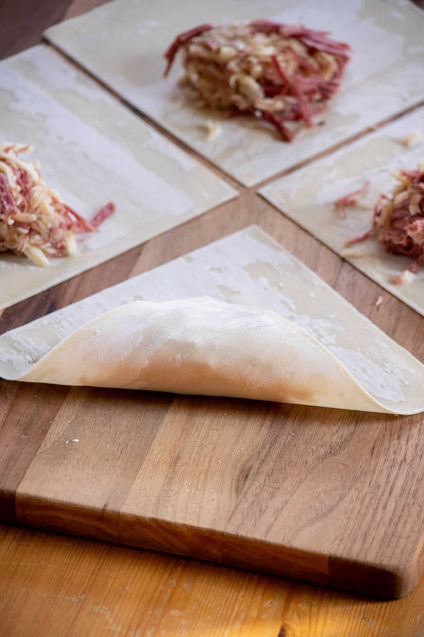 Reuben Egg Rolls with Bacon Beer Sauerkraut Jawns I Cooked