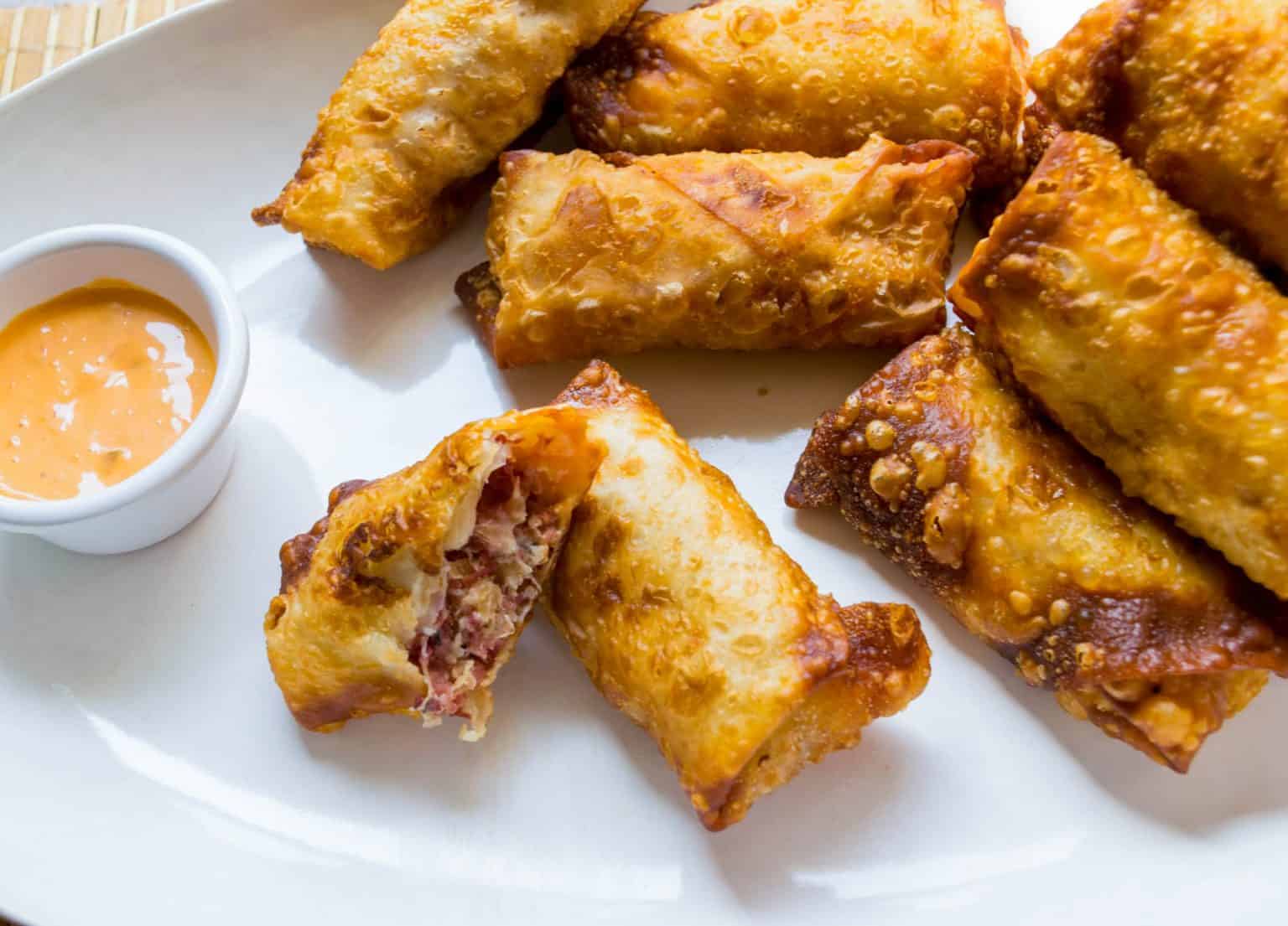 Reuben Egg Rolls with Bacon & Beer Sauerkraut Jawns I Cooked