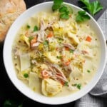 Creamy Chicken Tortellini Soup with Leeks