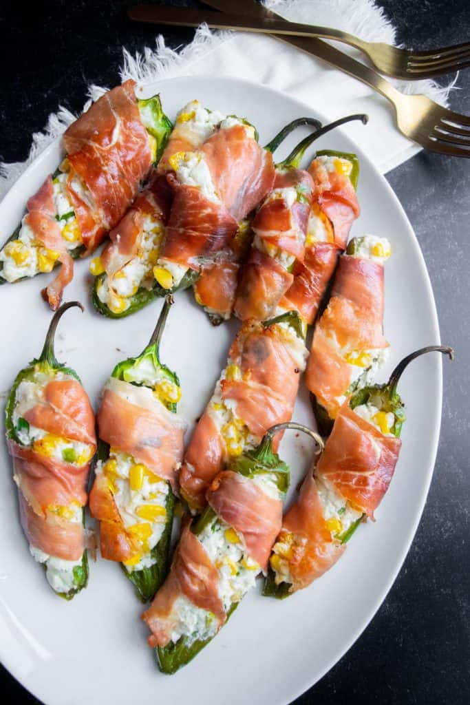 Jalapeño Poppers with Prosciutto, Corn and Goat Cheese