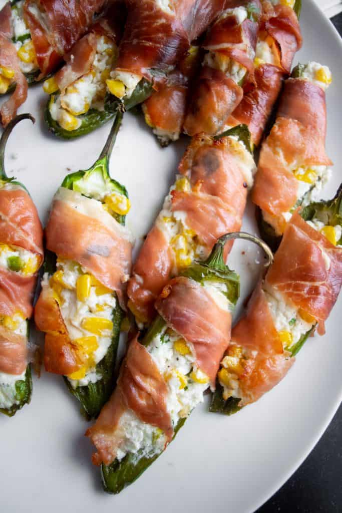 Jalapeño Poppers with Prosciutto, Corn and Goat Cheese