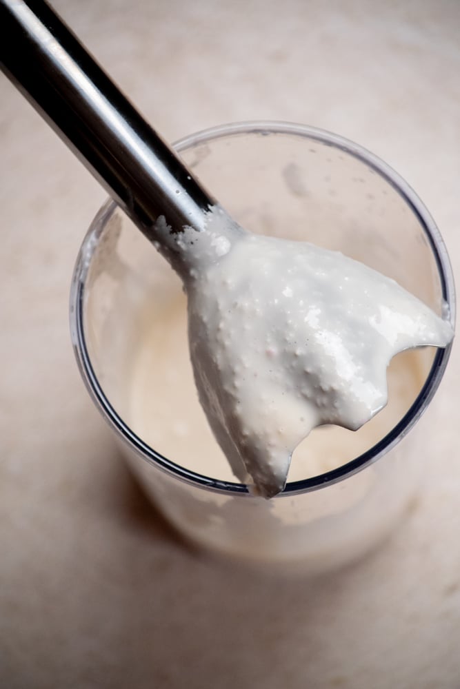 blend until completely smooth, and no shallot chunks remain