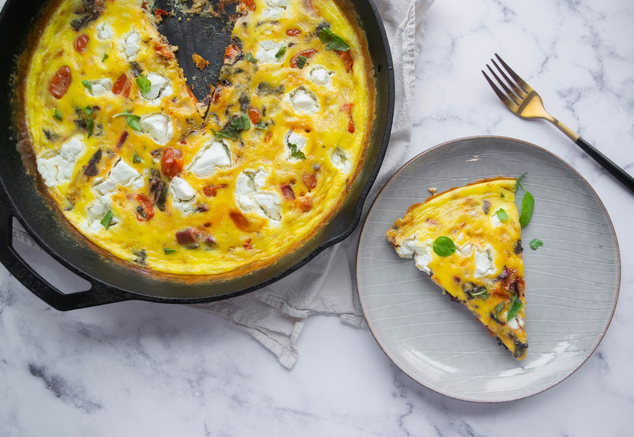Roast Vegetable Frittata with Goat Cheese Jawns I Cooked