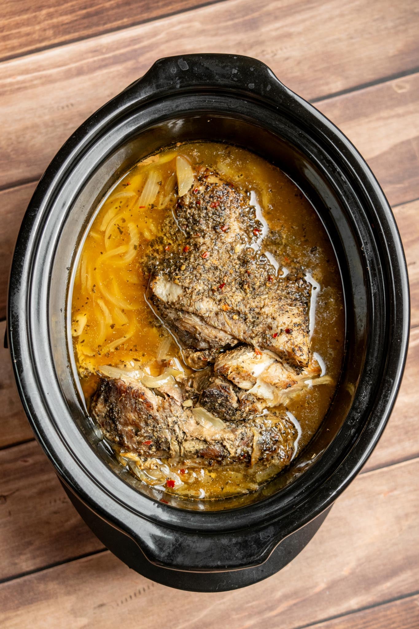Cook until fall-apart tender. Cover and cook on HIGH for approximately 8 hours, or until the pork easily pulls apart with tongs or forks. If it needs more time, let it keep cooking.