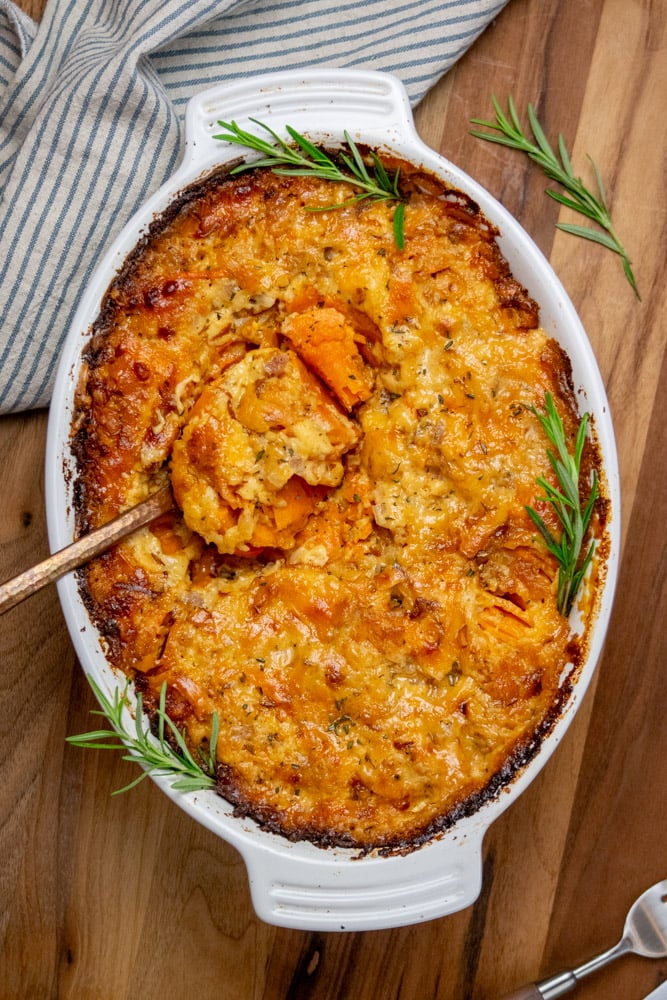 Sweet Potato Gratin with Smoked Gouda and Rosemary
