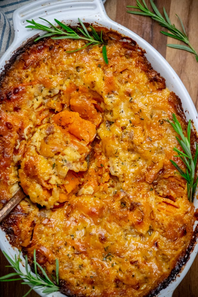 Sweet Potato Gratin with Smoked Gouda and Rosemary