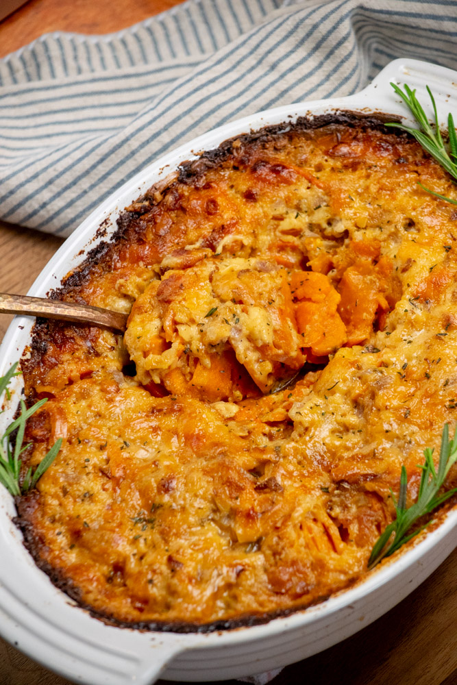 Sweet Potato Gratin with Smoked Gouda and Rosemary