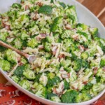 Bacon Broccoli Salad on. a platter.