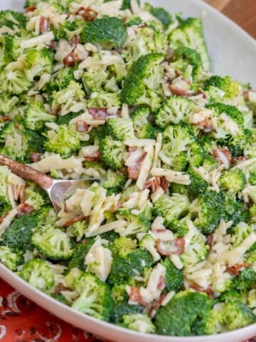 Bacon Broccoli Salad on. a platter.