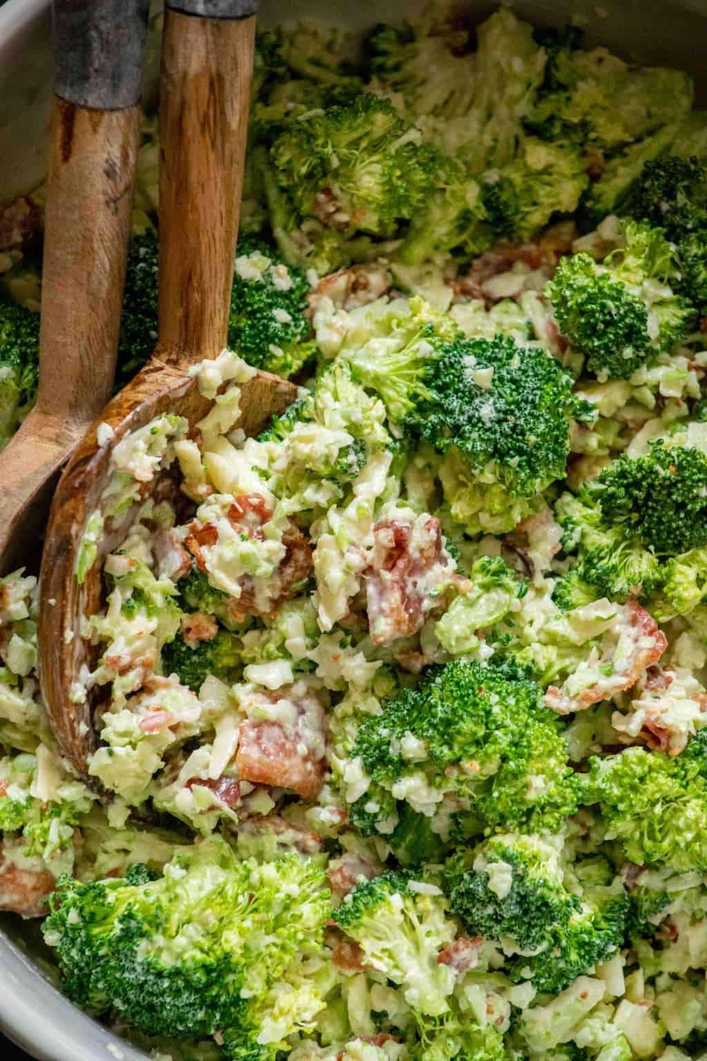 Creamy Bacon Broccoli Salad Recipe with Cheddar Jawns I Cooked