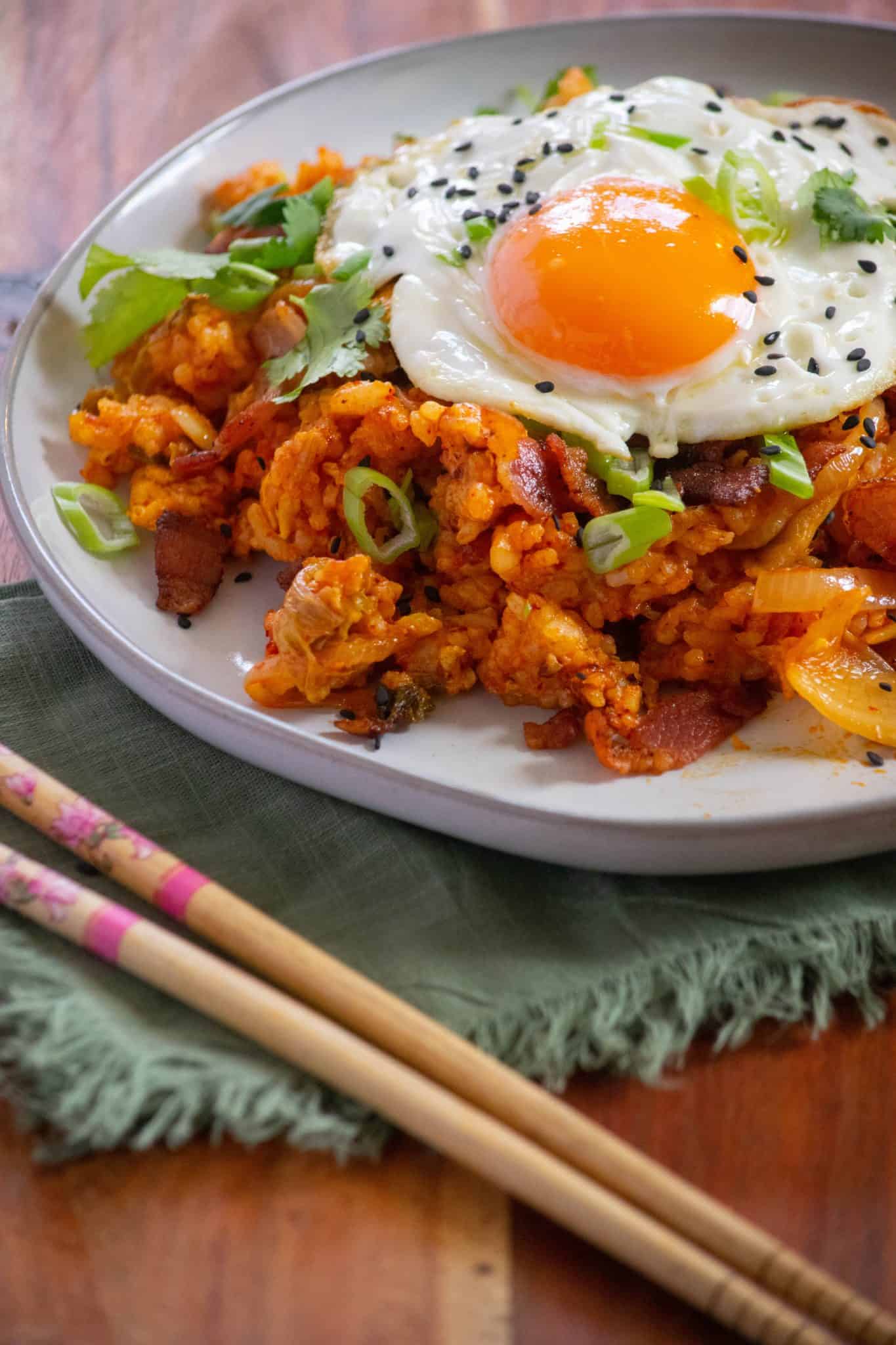 Kimchi Fried Rice with Bacon Jawns I Cooked