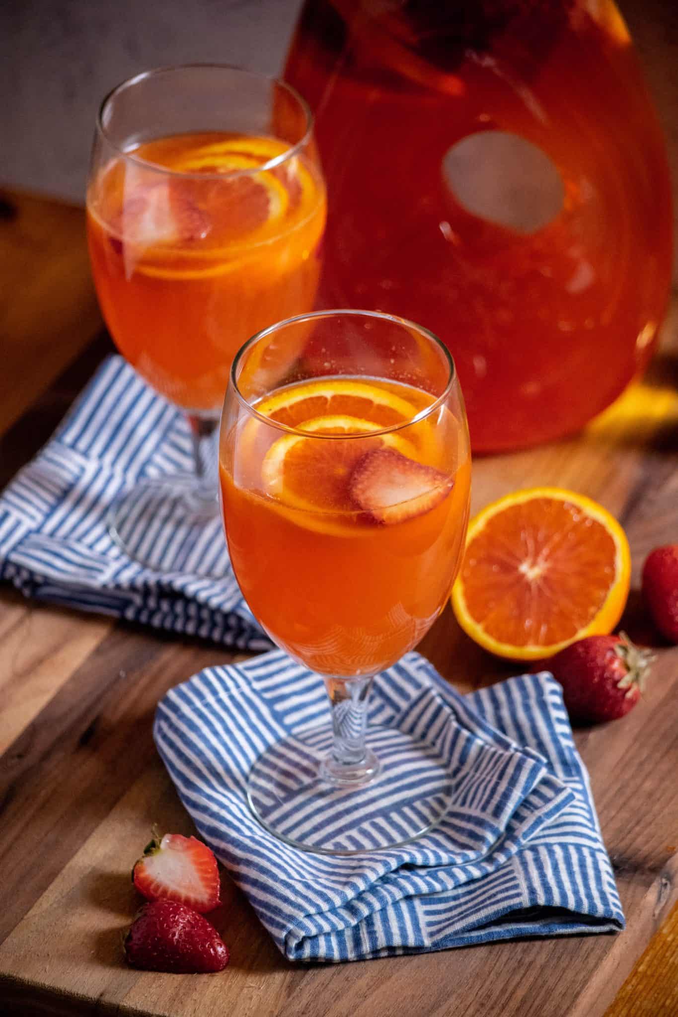 White Wine Sangria with Orange and Strawberry Jawns I Cooked