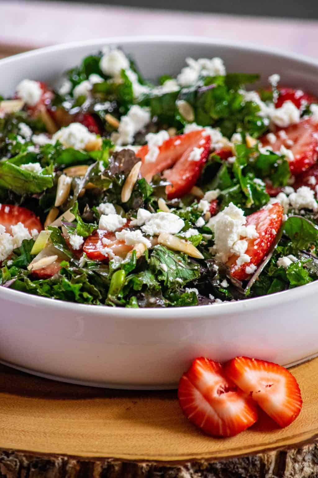 Kale Crunch Salad with Strawberries and Feta Jawns I Cooked