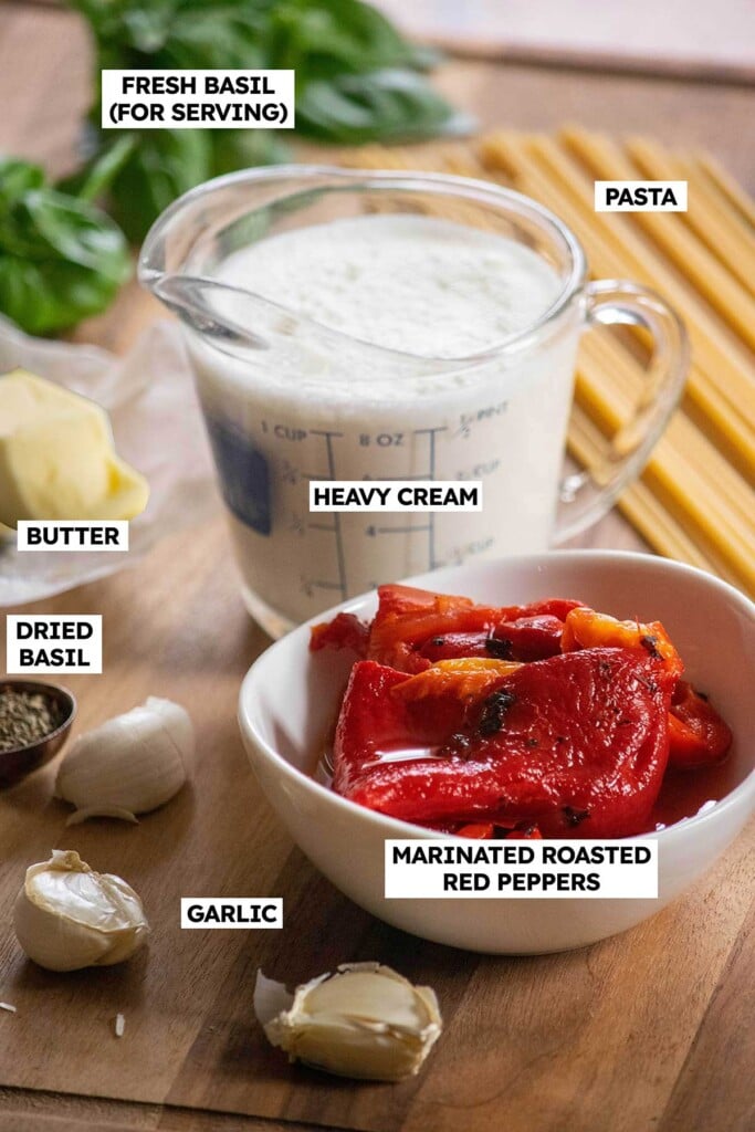 Creamy Roasted Red Pepper Pasta (20 Minute Sauce) Ingredients