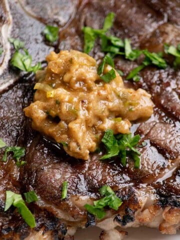 Anchovy Butter on steak.