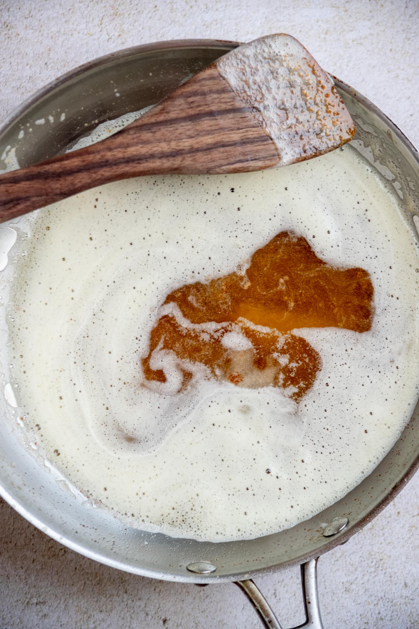 Brown the butter in a light-colored skillet or saucepan over medium heat, stirring occasionally, until the butter foams and the milk solids turn golden brown and smell nutty, 5–8 minutes. Remove from the heat immediately to prevent burning.