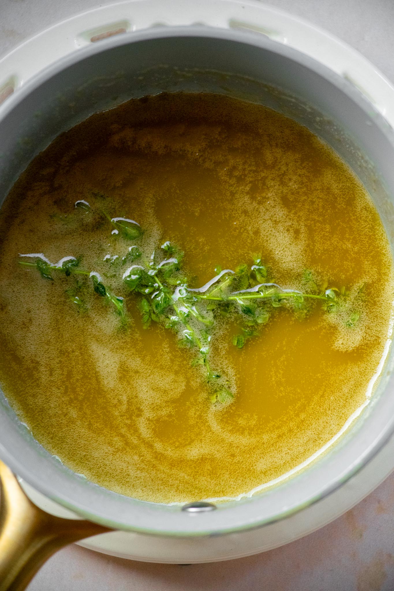 Make the honey thyme butter. While the vegetables roast, add the butter, honey, and fresh thyme to a small saucepan. Warm over low heat until the butter is melted and the mixture is fragrant and bubbly.