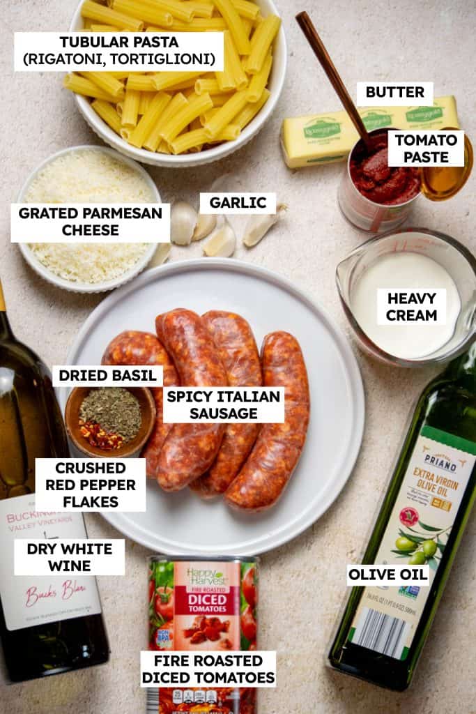 Spicy Italian Sausage Pasta Ingredients