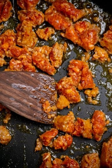 keep breaking up sausage with a wooden spoon or spatula until you get smaller pieces