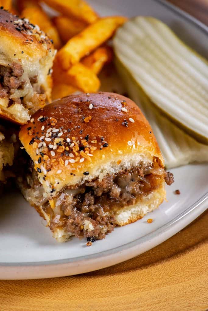 french onion cheesy hamburger sliders