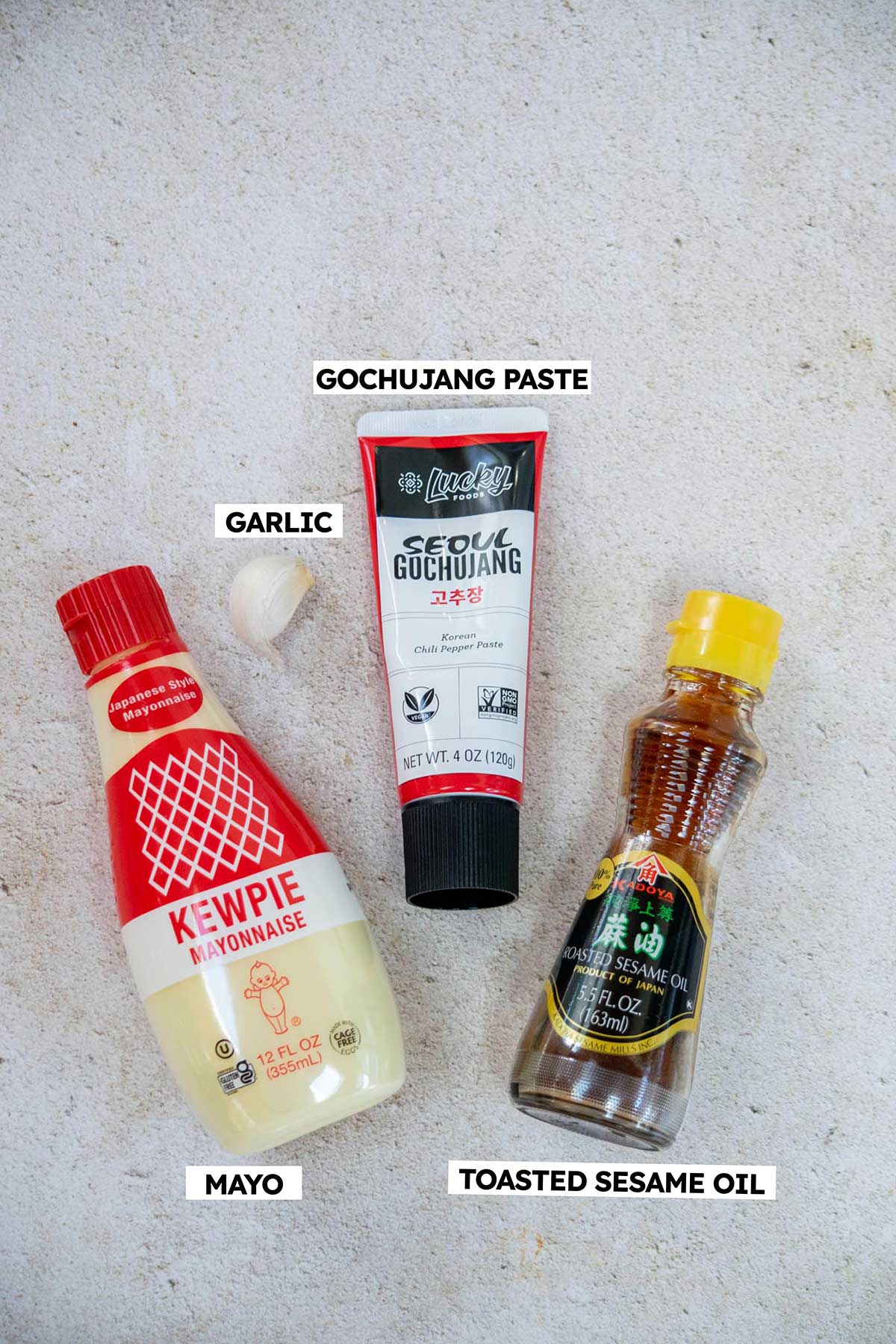 Ingredients to make Gochujang mayo 