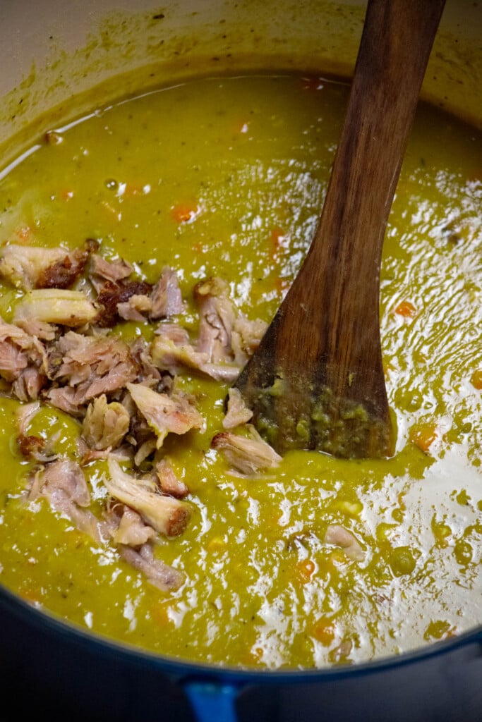 stir ham back into soup. 