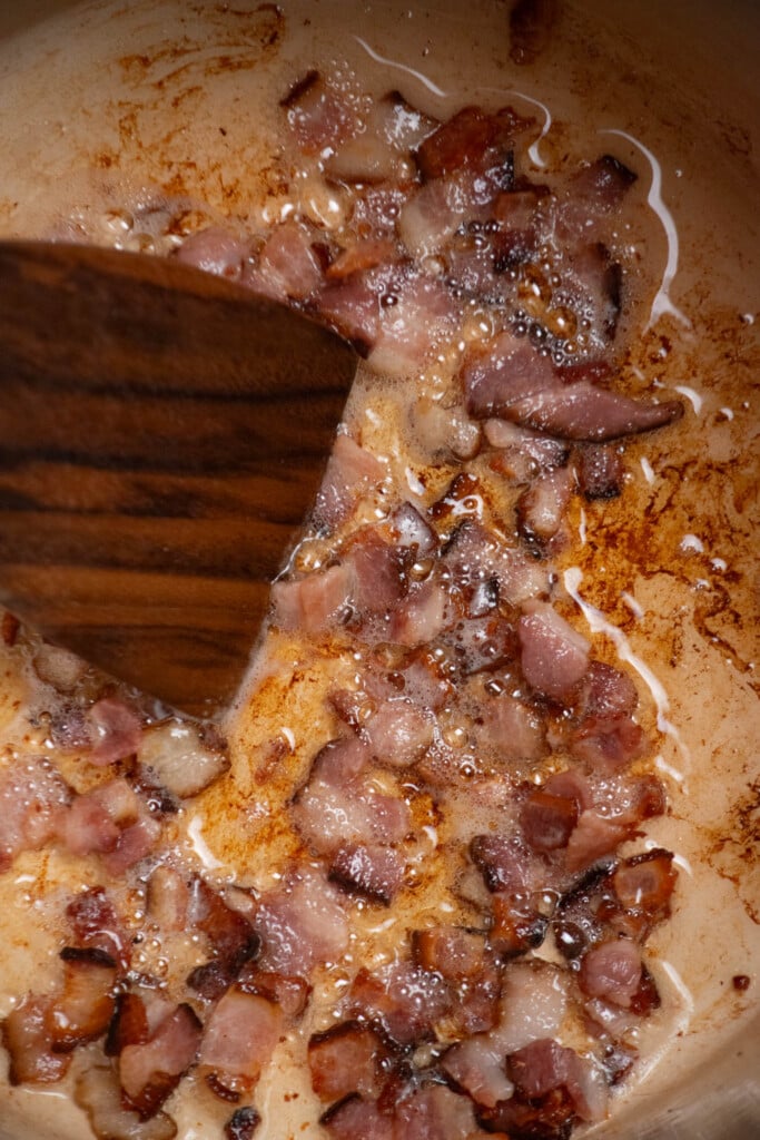 cook bacon until rendered but not crisp, stirring occasionally, 5-10 minutes over medium-low heat. 