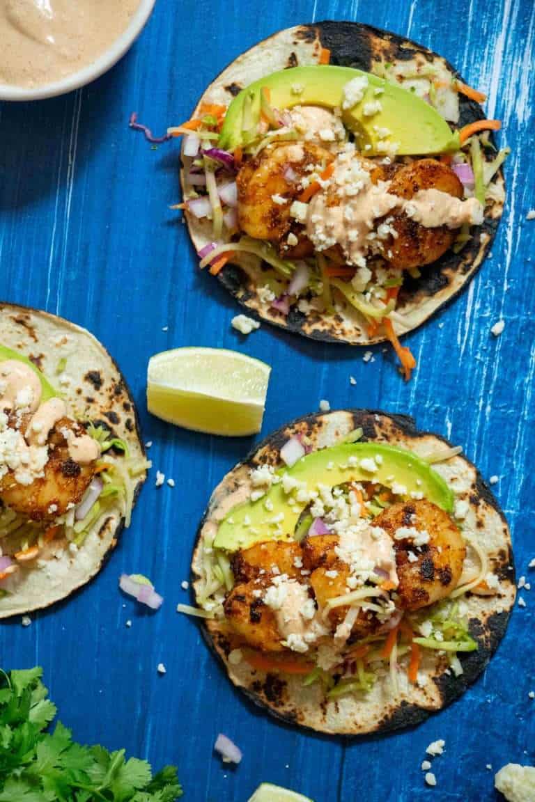 Baja Shrimp Tacos with Honey Lime Slaw and Spicy Sauce Jawns I Cooked