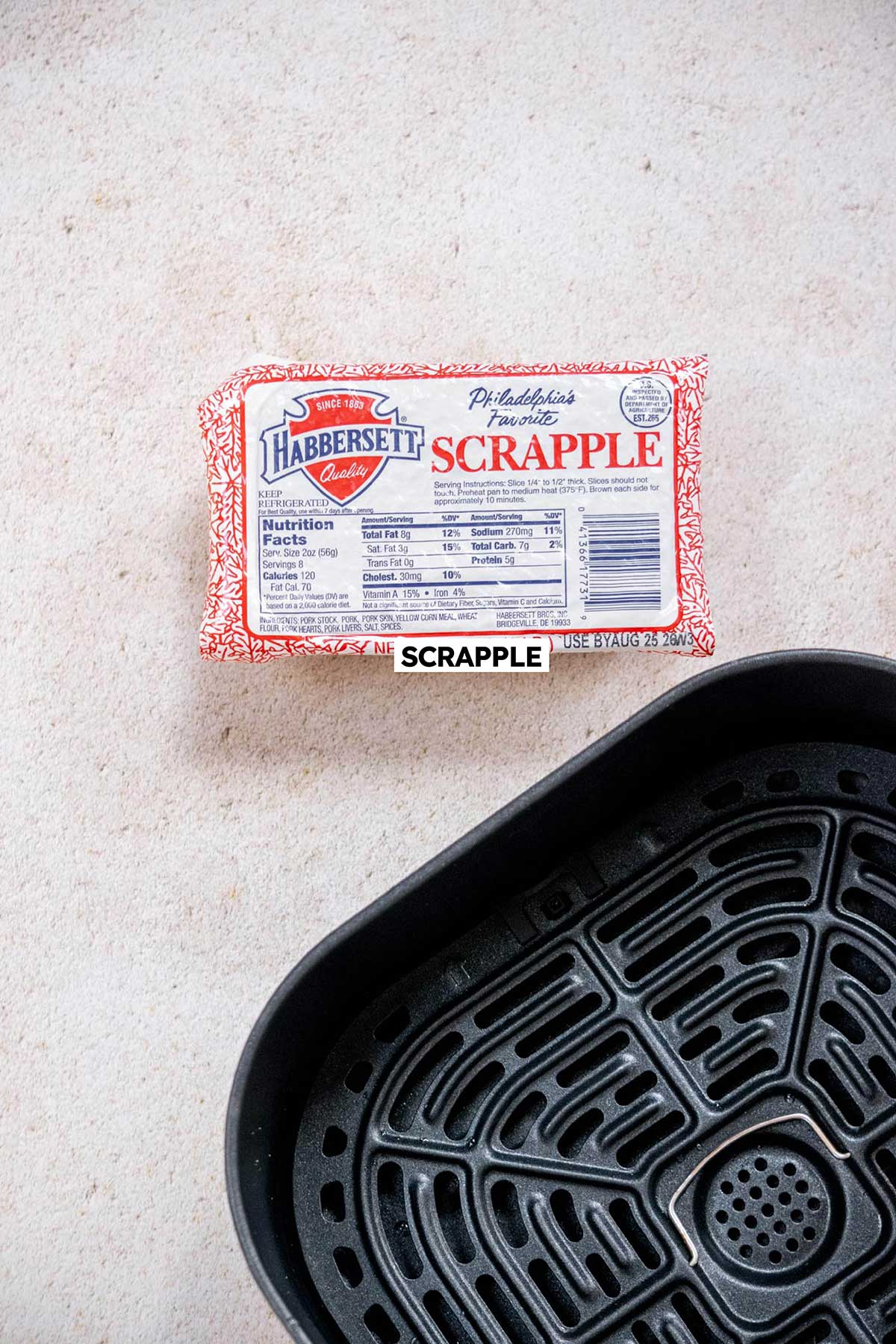 How to Cook Scrapple in the Air Fryer ingredients- only 1, scrapple.