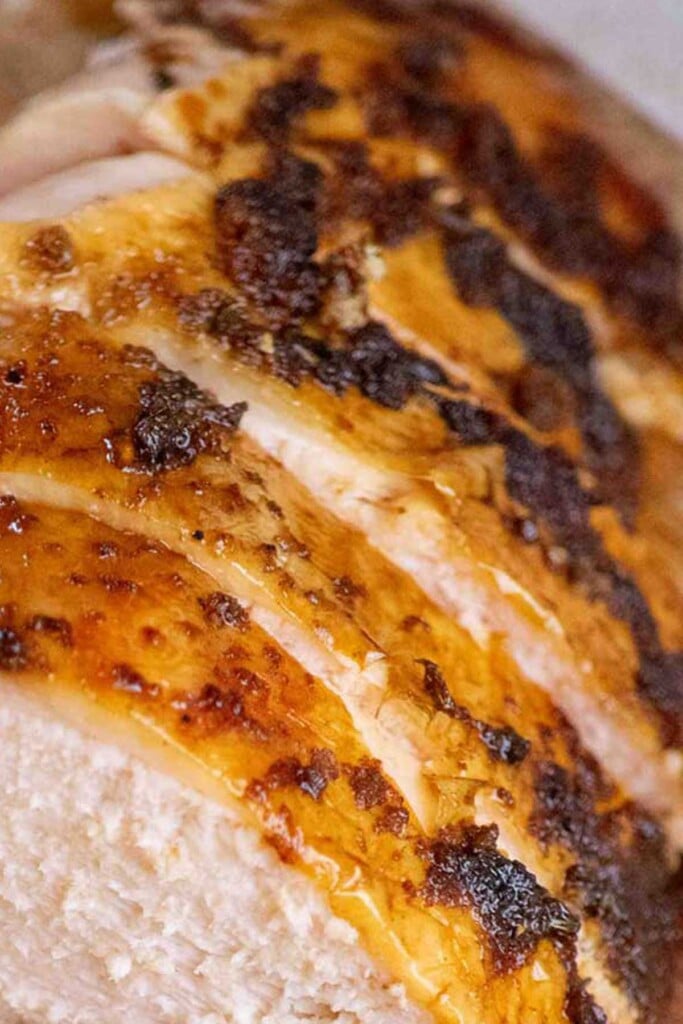 Optional: Place the cooked turkey breast on a foil lined sheet under your ovens broiler on low to crisp the skin, checking periodically to prevent burning.