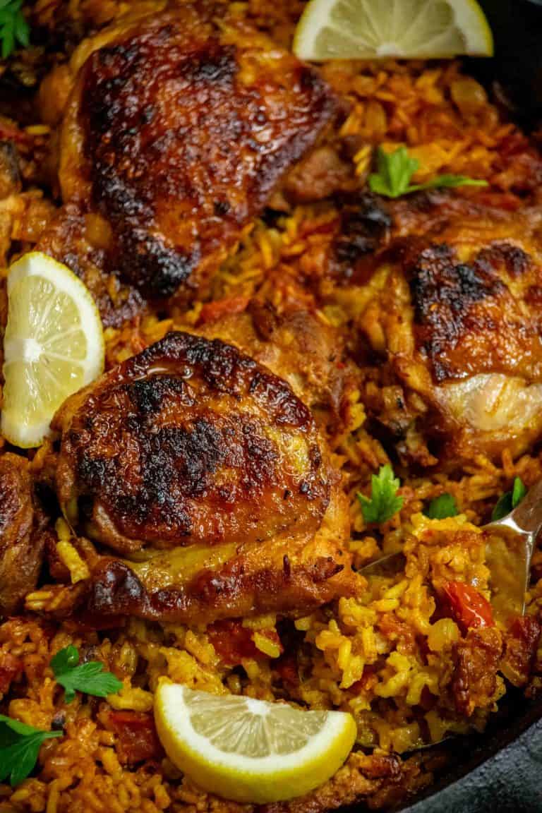 Easy One Pot Spanish Chicken and Rice Skillet Recipe : Jawns I Cooked