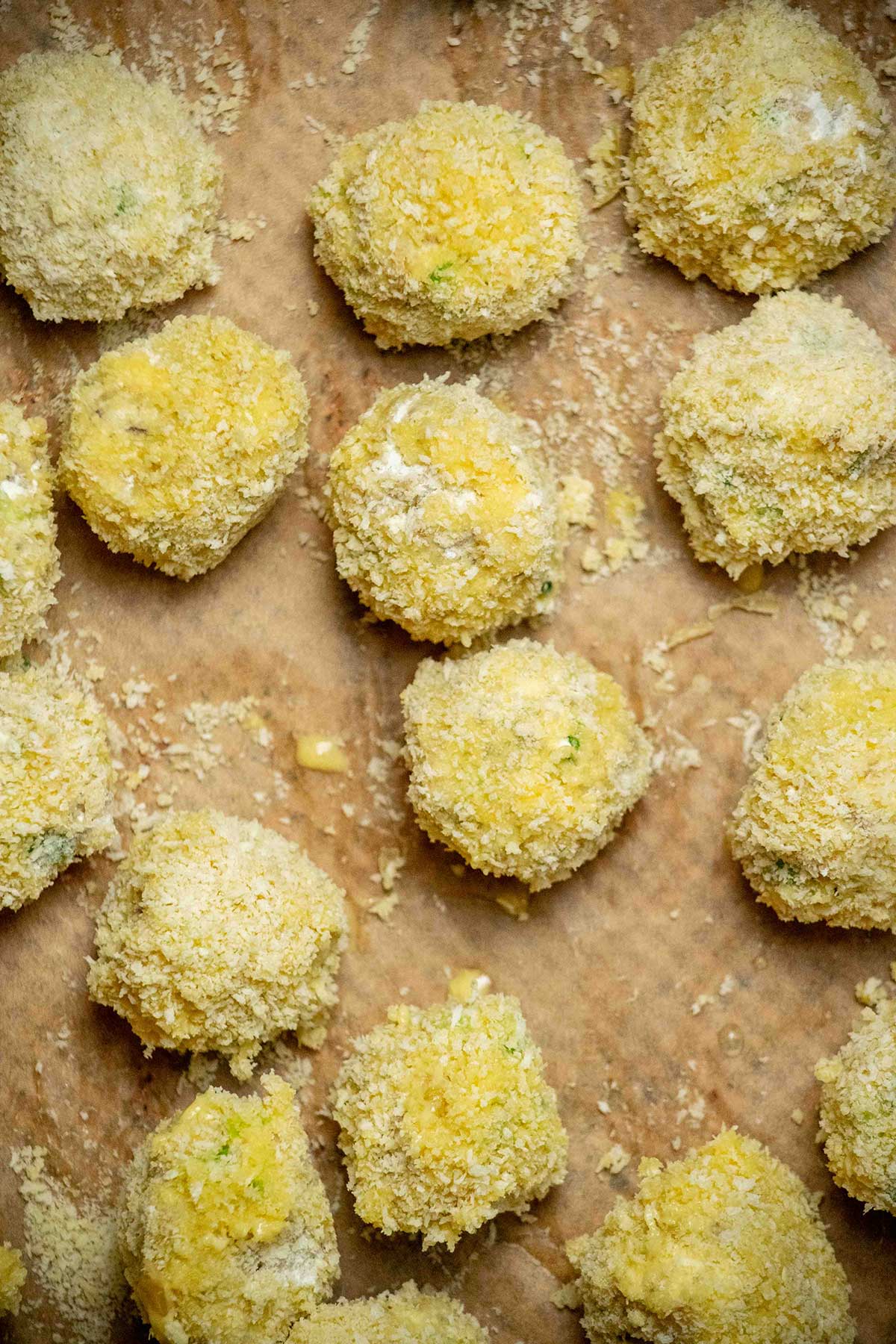 Bread the chilled balls. Dip each sauerkraut ball in flour, then the beer and egg mixture, and finally panko breadcrumbs, coating well on all sides.