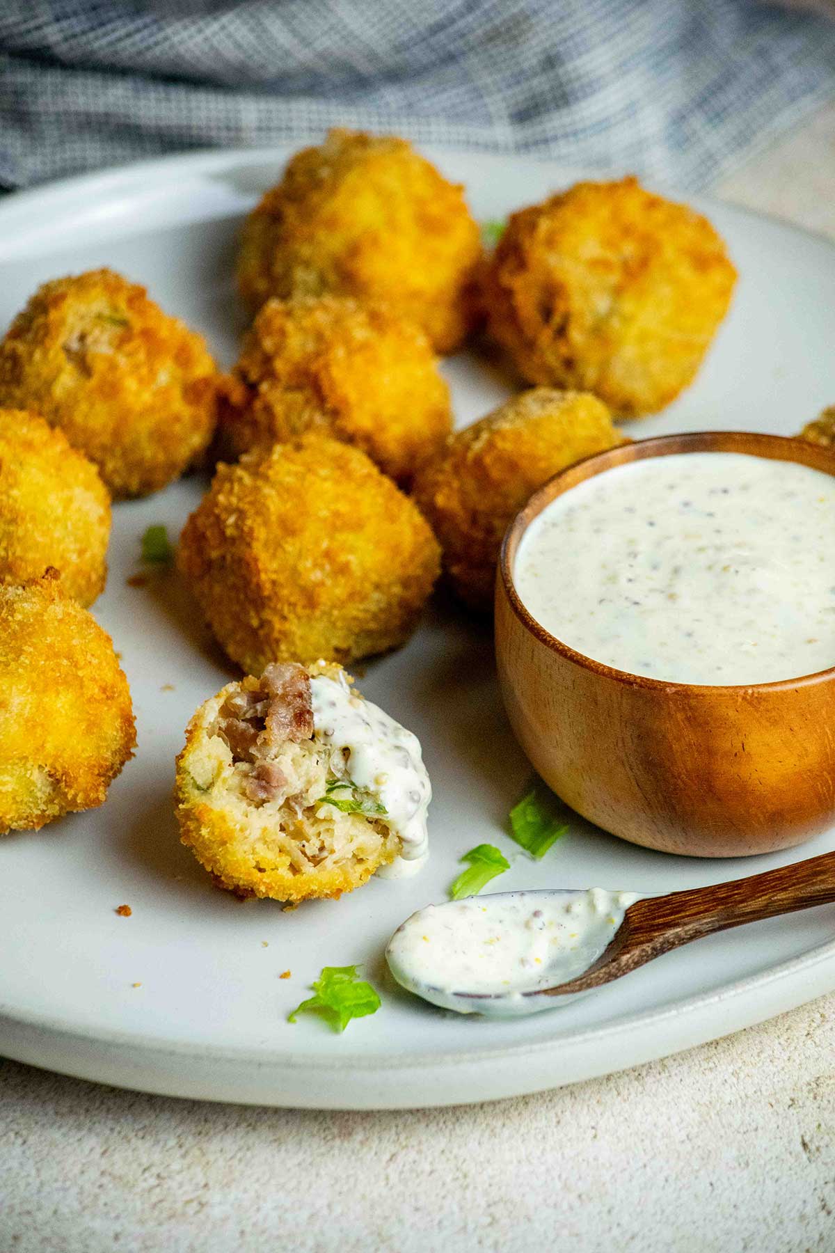 Serve hot with the whole grain mustard dipping sauce.