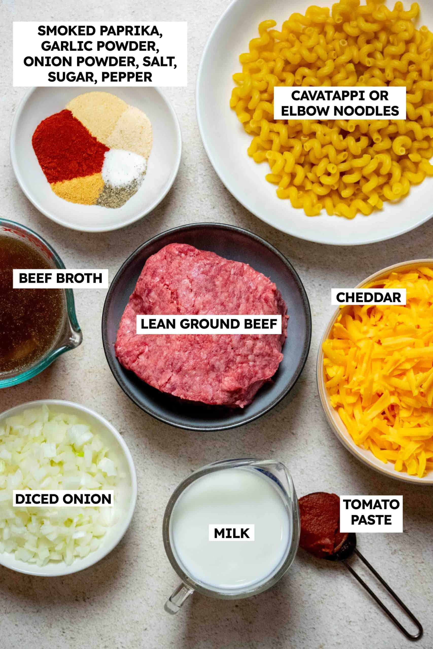 One Pot cheeseburger helper recipe ingredients